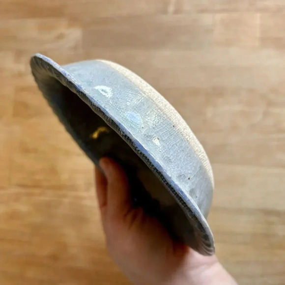 Beautiful Artisan Handmade Art Pottery 6” Bowl One Of A Kind Blue Crackle Bird - Picture 3 of 9